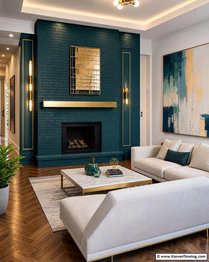 Sophisticated Urban Statement - 21 Painted Brick Fireplace Makeovers for Modern Interiors
