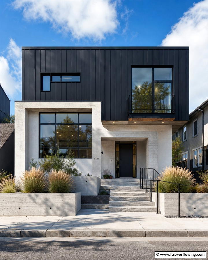 Sophisticated Urban Vibe - 21 Striking Black & White House Exterior Design Concepts