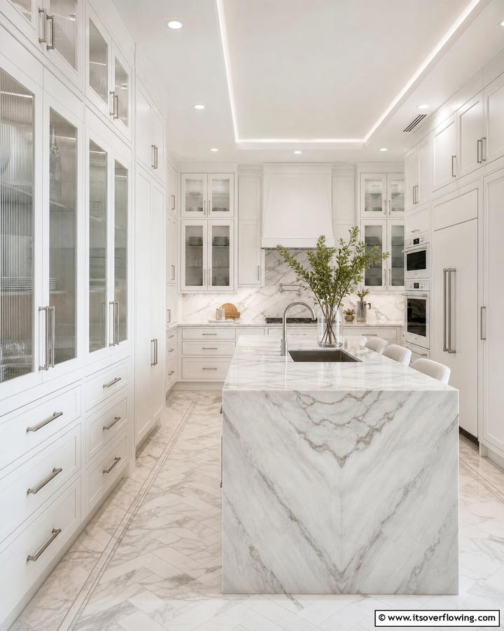 Sophisticated White Kitchen with Custom Cabinetry - 21 Kitchen Ideas with White Appliances for a Clean Look