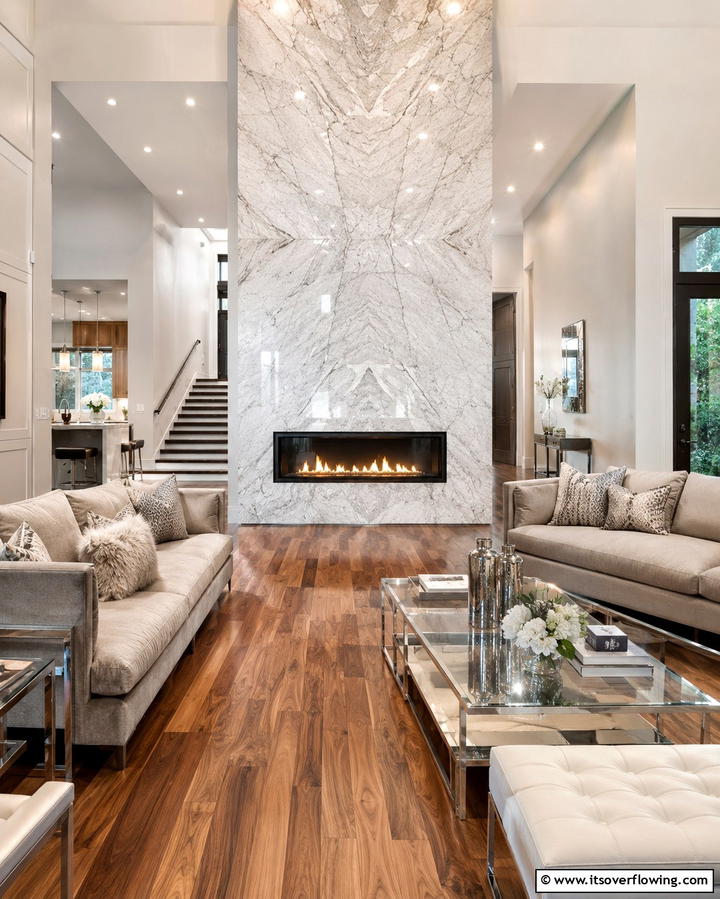 Sophistication with Quartzite - 25 Floor-to-Ceiling Stone Fireplace Ideas for Cozy Homes