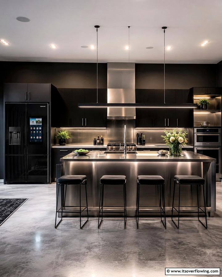 Sophistication with Stainless Steel Accents - 25 Kitchen With Black Appliances for a Sleek and Modern Look