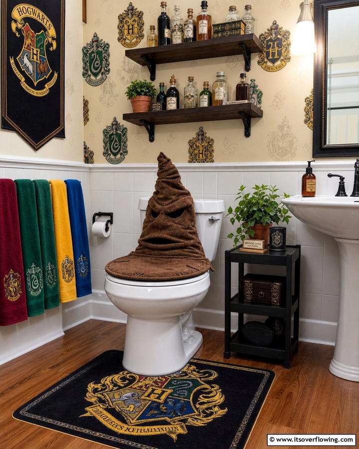 Sorting Hat Toilet Lid Cover - 20 Harry Potter Bathroom Ideas for Magical Spaces