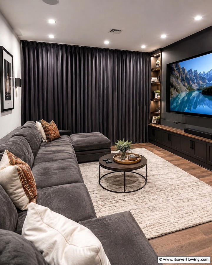 Soundproof Curtains for Privacy - 20 Small Media Room Ideas for Cozy Entertainment