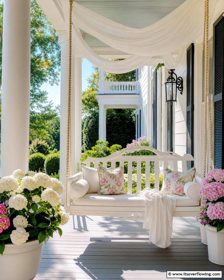 Southern Belle Porch Swing - 30 Southern Front Porch Ideas for Welcoming Outdoor Spaces