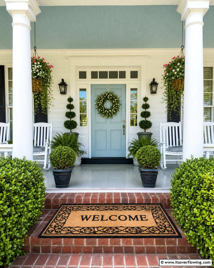 Southern Hospitality Welcome Mat - 30 Southern Front Porch Ideas for Welcoming Outdoor Spaces