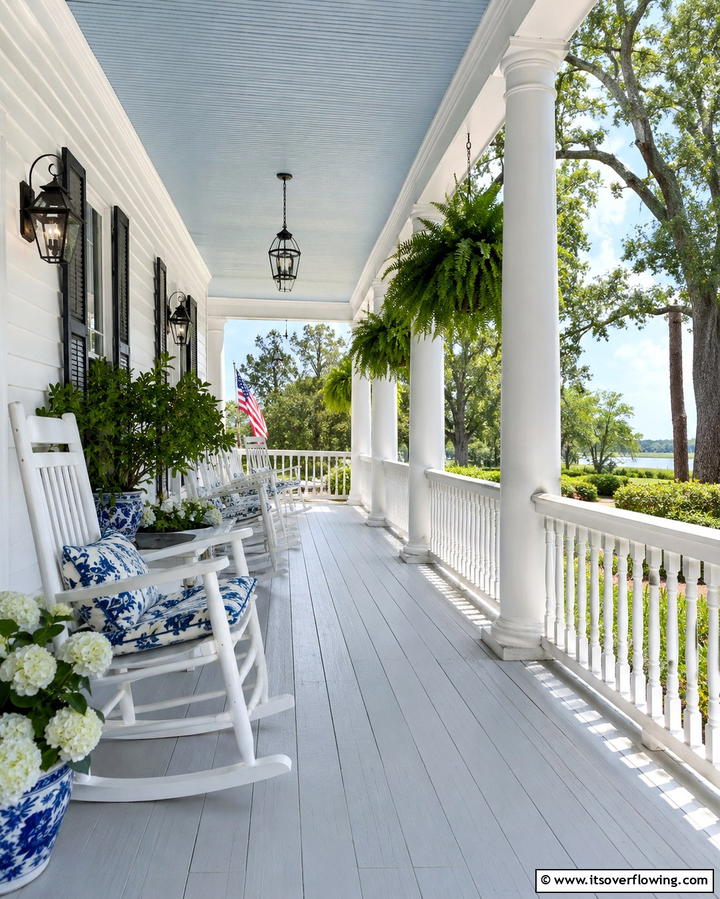 Southern Style Porch Relaxation - 30 Large Front Porch Ideas to Boost Outdoor Living Spaces