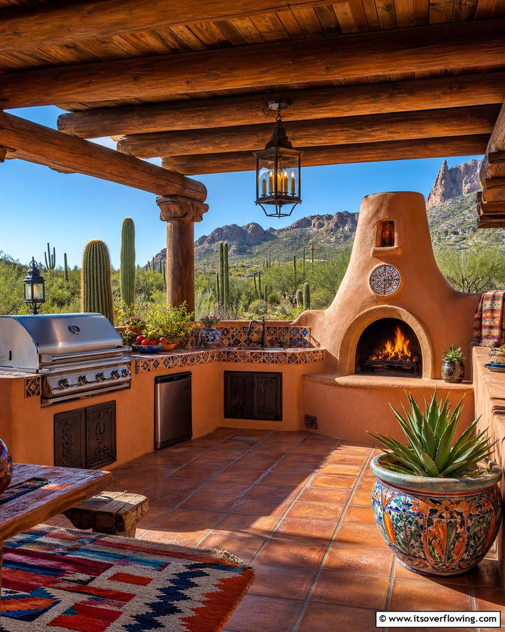 Southwestern Stucco Kitchen with Adobe Influence - 20 Stucco Outdoor Kitchen Ideas for Stylish Cooking
