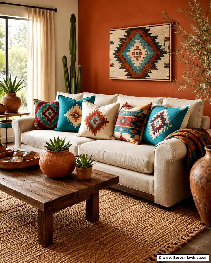 Southwestern Throw Pillows - 25 Desert Themed Room Ideas for a Warm and Inviting Space