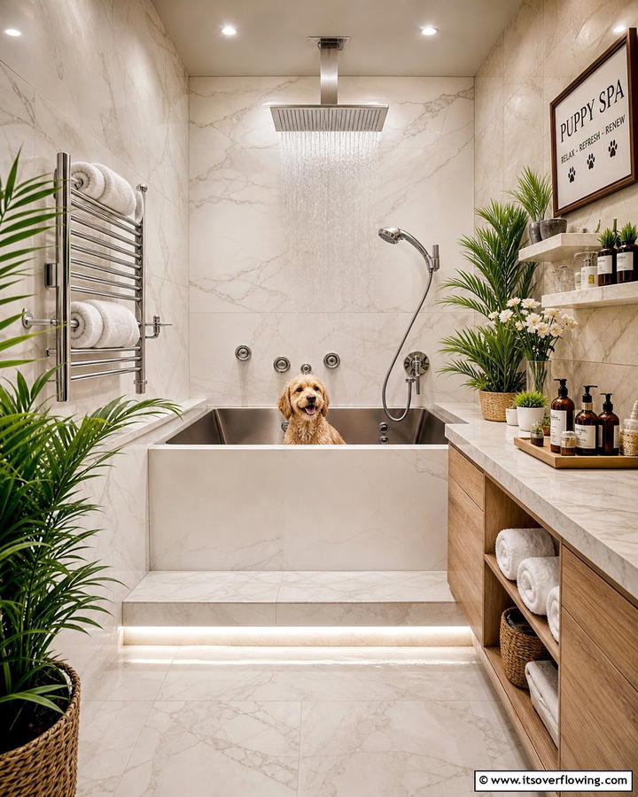 Spa Inspired Dog Wash Station with Luxury Features - 20 Dog Wash Station Ideas for a Clean and Happy Pet