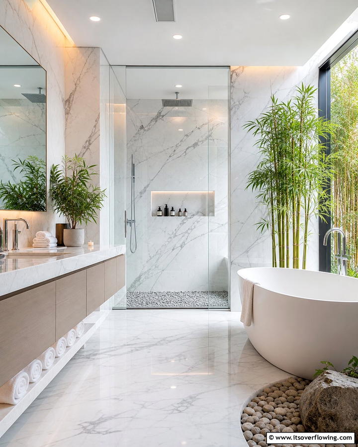 Spa Inspired Marble Retreat - 30 Luxurious Marble Bathroom Ideas for a Spa-Like Retreat