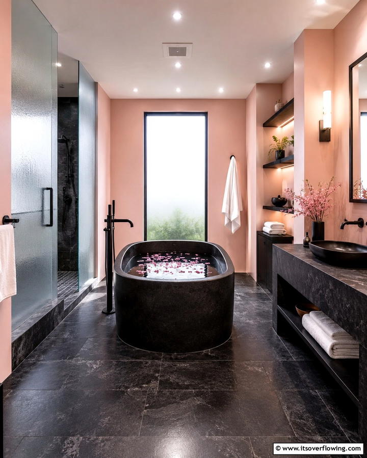 Spa Inspired Pink and Black Bathroom - 25 Pink and Black Bathroom Ideas for a Bold and Chic Look