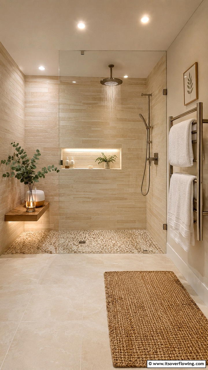 Spa Inspired Sanctuary - 30 Doorless Walk-In Shower Ideas for Modern Bathrooms