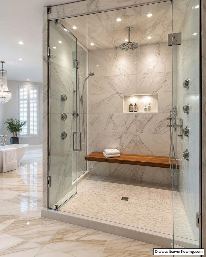 Spa Inspired Shower for a Luxurious Experience - 17 Romantic Bathroom Ideas for a Luxurious Personal Retreat