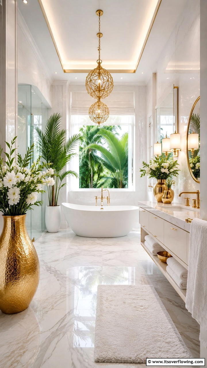 Spa Like Gold Touches - 30 Gold Bathroom Ideas for Luxurious, Modern Spaces