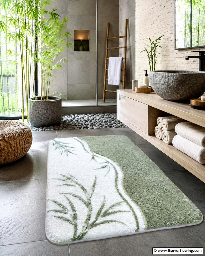 Spa Like Zen Inspired Rug - 30 Bathroom Rug Ideas for Softness and Style Underfoot