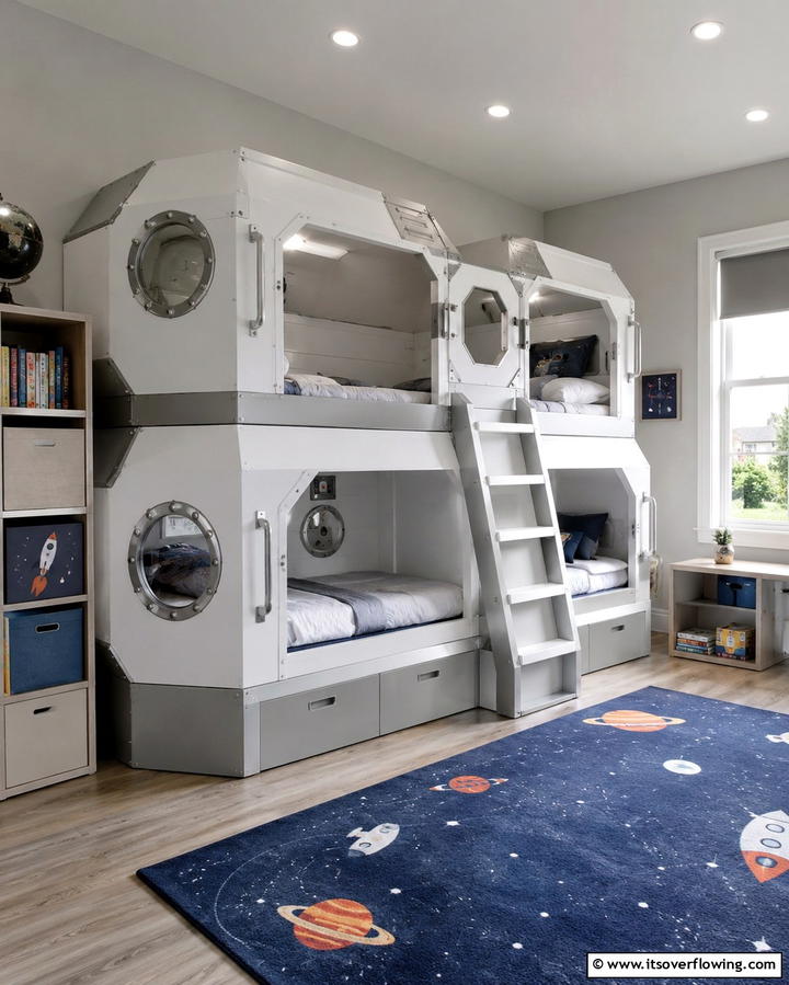 Space Capsule Bunk Bed - 25 Space-Themed Room Ideas for Kids and Adults