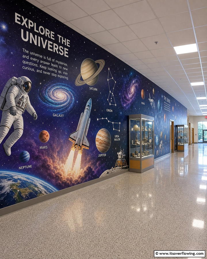 Space Exploration Mural - 21 Creative School Mural Ideas to Inspire Students