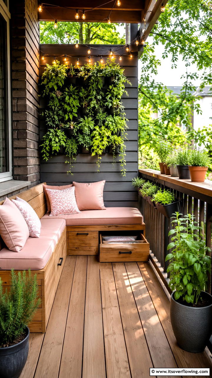 Space Saving Bench for Cozy Decks - 30 Built-In Deck Bench Ideas- Functional Outdoor Seating