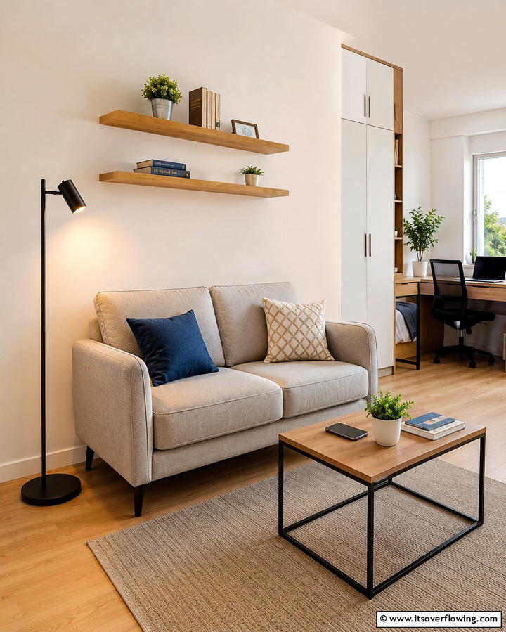Space Saving Compact Floor Lamp - 30 Living Room Floor Lamp Ideas- Stylish Lighting Solutions