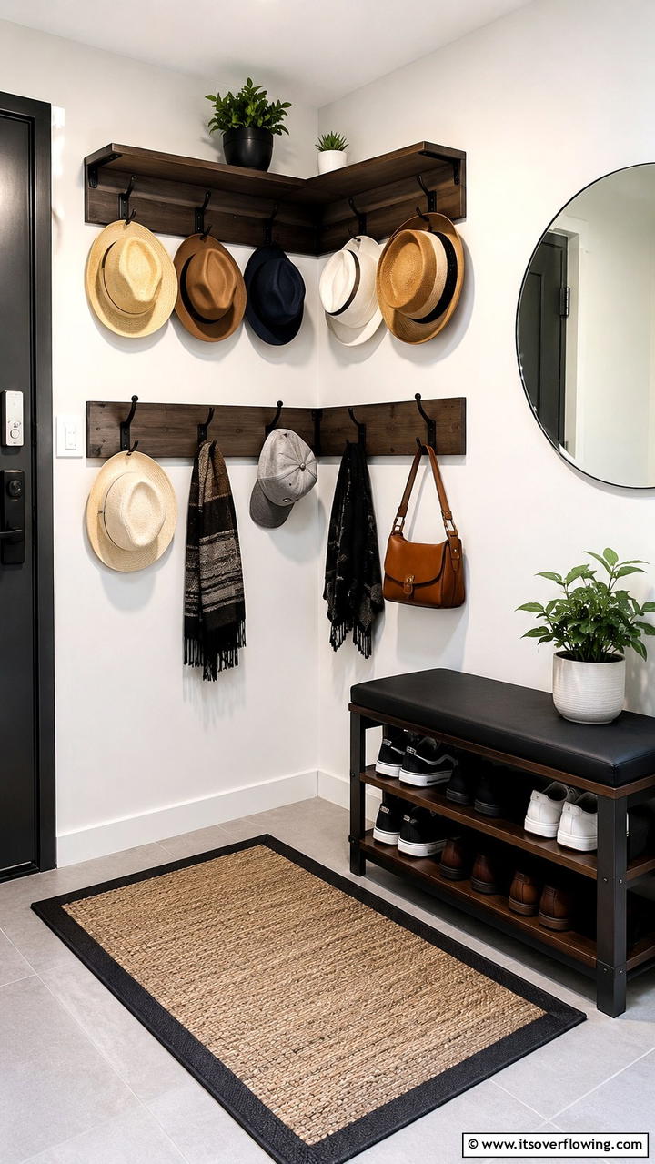 Space Saving Corner Hat Rack - 30 Creative Hat Rack Ideas for Organized Entryways