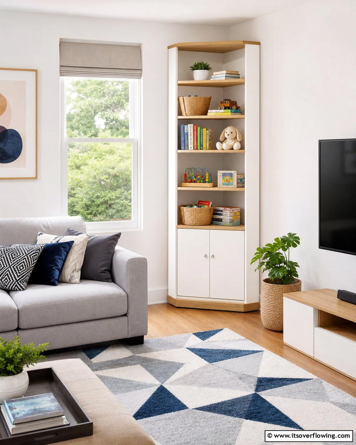 Space Saving Corner Units - 21 Living Room Toy Storage Ideas for Organized Spaces