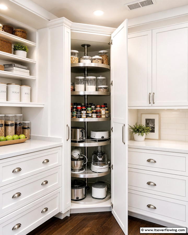 Space Saving Corner Units - 21 Kitchen Pantry Ideas to Streamline Food Storage