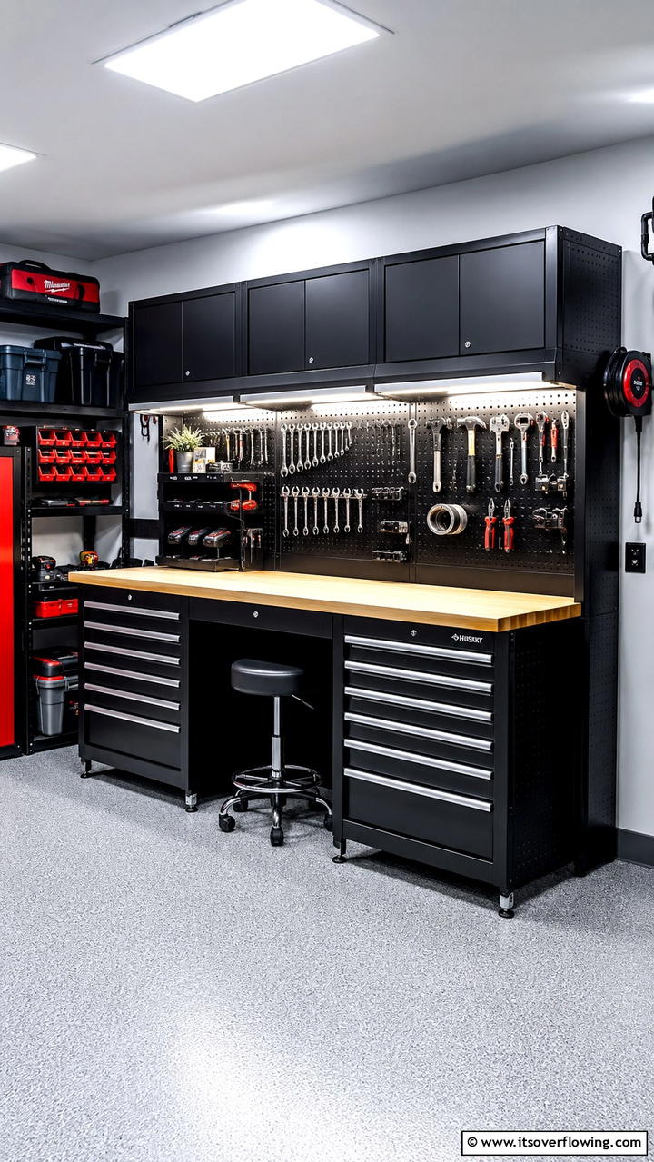 Space Saving Corner Workbench Design - 30 Garage Workbench Ideas for Organized DIY Spaces