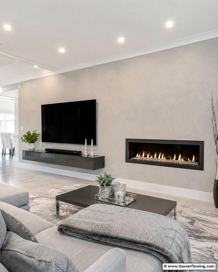 Space Saving Embedded Faux Fireplace - 30 Faux Fireplace Ideas to Add Warmth Anywhere