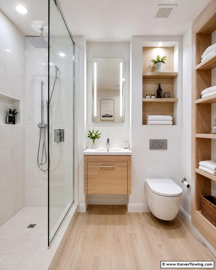 Space Saving Fixtures - 30 Basement Bathroom Ideas for Small and Functional Spaces