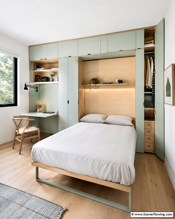 Space Saving Fold Out Closet - 30 Space-Saving Built-In Wardrobe Ideas Around Your Bed