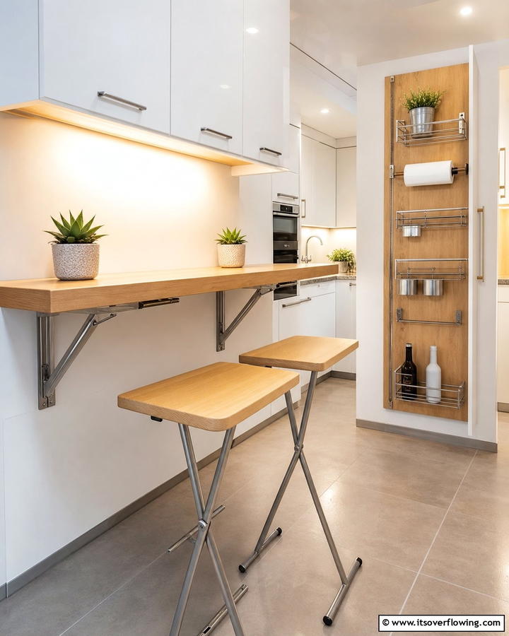 Space Saving Foldable Bar - 30 Kitchen Bar Ideas for Casual Dining and Socializing