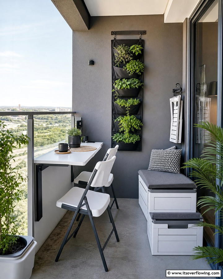 Space Saving Furniture Setup - 21 Balcony Ideas to Turn Your Small Space into a Relaxing Retreat