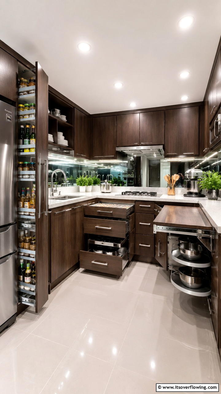 Space Saving Innovations - 30 Dark Wood Kitchen Cabinet Designs for Classic Style