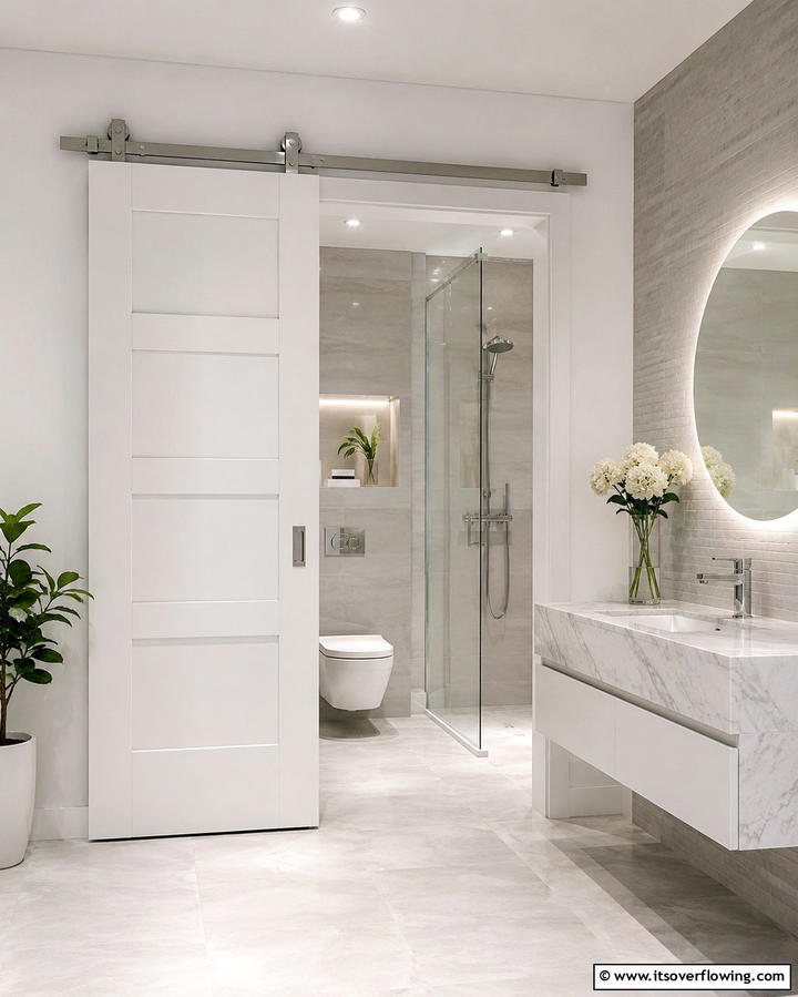 Space Saving Pocket Barn Door - 30 Stylish Barn Door Ideas for Modern Home Organization