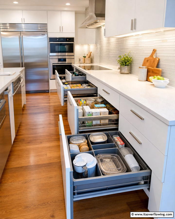 Space Saving Pull Out Bins - 21 Kitchen Cabinet Organization Ideas for Clutter-Free Spaces