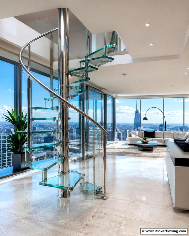 Space Saving Spiral Staircase - 30 Modern Staircase Ideas- Sleek & Architectural Designs