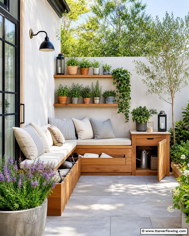 Space Saving Storage Solutions - 21 Small Patio Design Ideas to Create an Outdoor Oasis