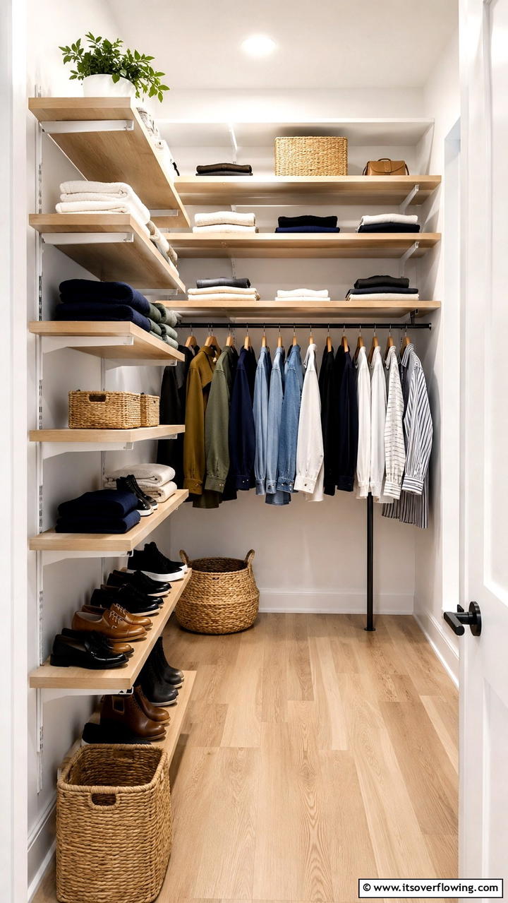 Space Saving Tiered Shelves - 30 Closet Shelving Ideas for Maximizing Storage and Space