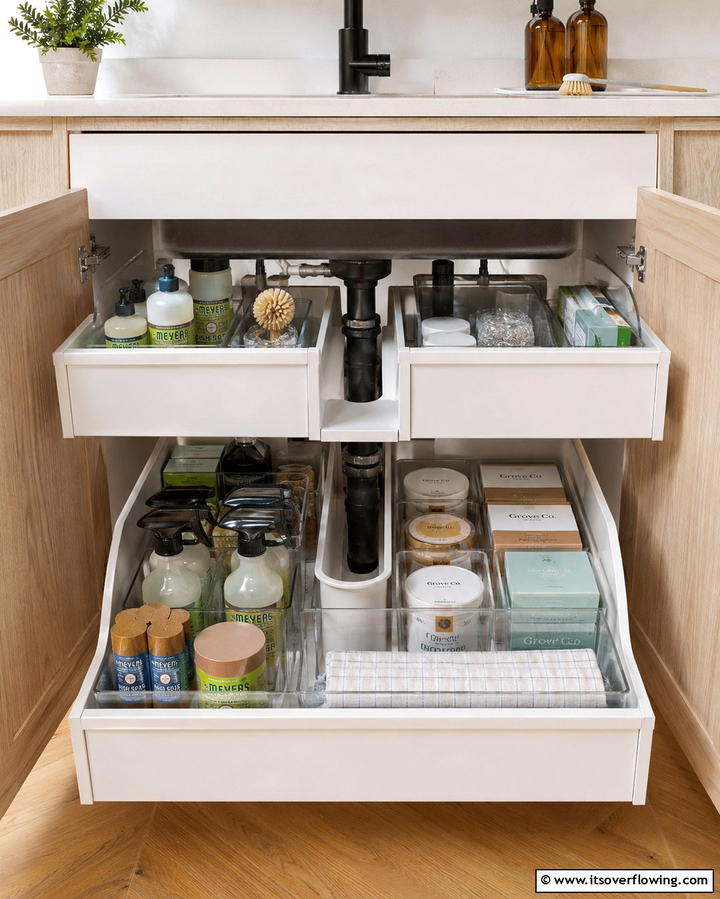 Space Saving Under Sink Drawers - 30 Functional Bathroom Furniture Ideas to Maximize Space