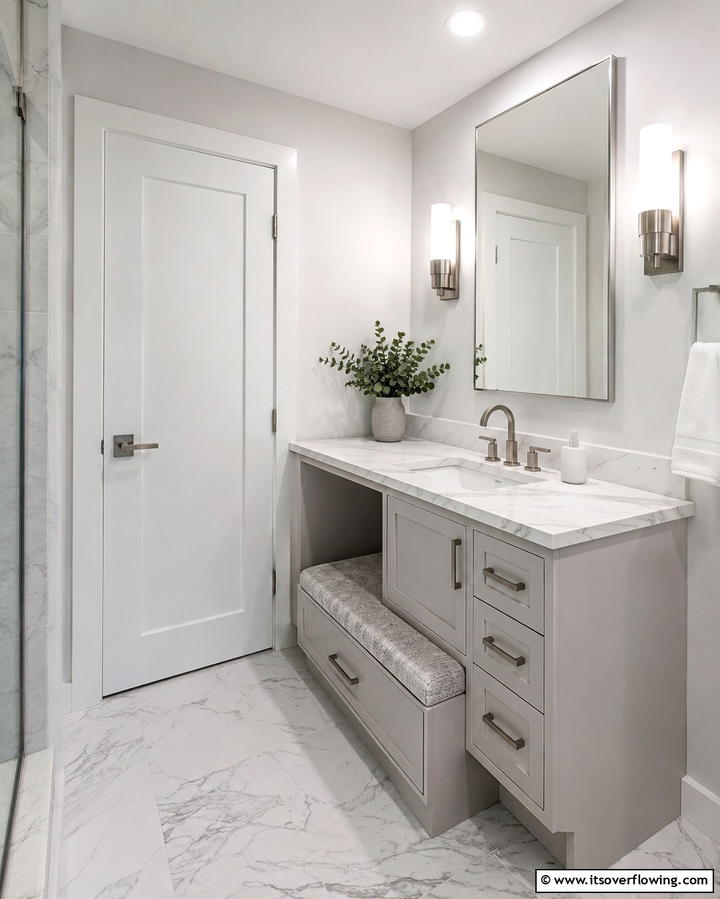 Space Saving Vanity Bench Combo - 30 Small Bathroom Vanity Ideas for Space-Saving Style