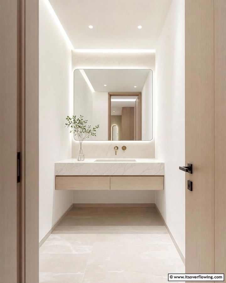 Space Saving Wall Mounted Vanity - 25 Hallway Bathroom Ideas to Maximize Small Spaces