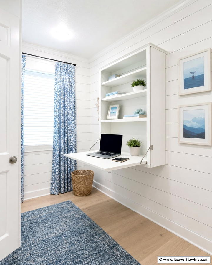 Space Saving Wall mounted Desk - 21 Desk Ideas for Productive & Stylish Home Offices