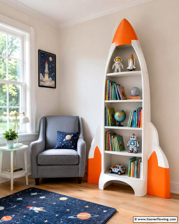 Space Shuttle Bookshelf - 25 Space-Themed Room Ideas for Kids and Adults