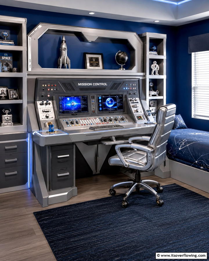 Space Station Control Panel Desk - 25 Space-Themed Room Ideas for Kids and Adults