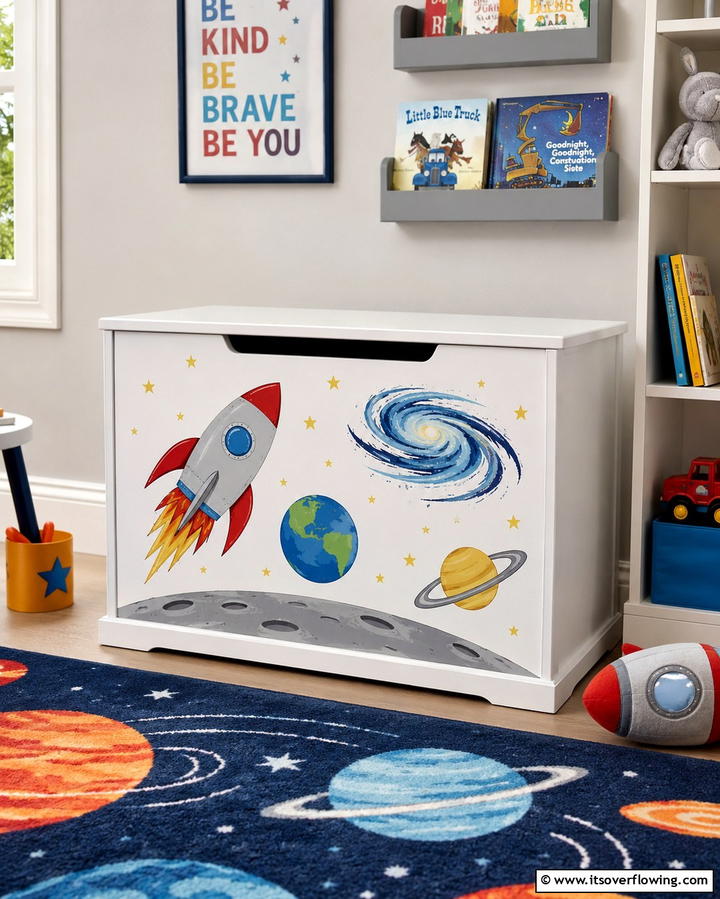 Space Themed Toy Chest - 25 Space-themed Nursery Ideas for a Galactic Dream