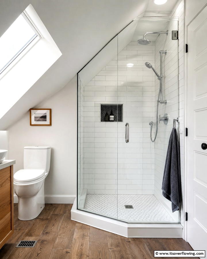 Space for a Compact Shower - 30 Attic Bathroom Ideas for Space-Saving Luxury