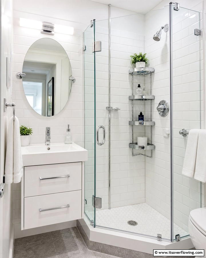 Space saving Corner Fixtures - 21 Small Shower Design Ideas for Stylish Functionality