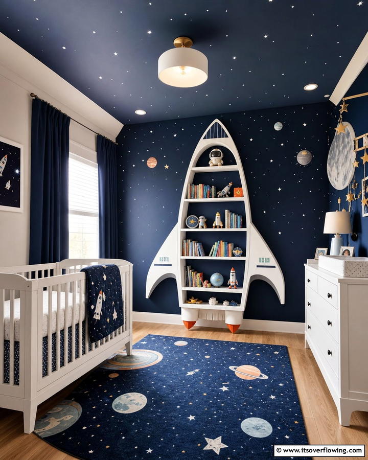 Spaceship Bookshelf - 20 Star Wars Nursery Ideas for the Ultimate Fan Baby Room