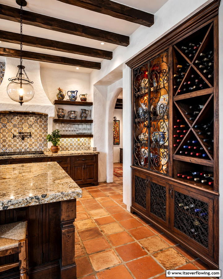 Spanish Inspired Wine Storage - 30 Spanish Style Kitchen Ideas for Old-World Elegance