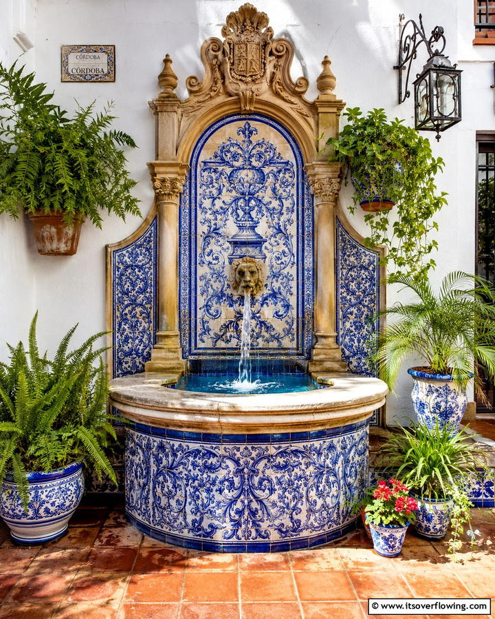 Spanish Style Wall Fountains - 20 Spanish Courtyard Ideas for a Serene Outdoor Space